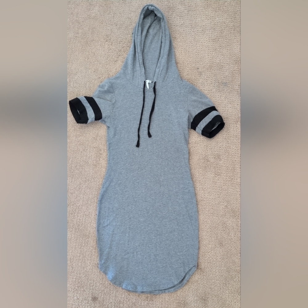 Bozzolo Hooded Short Sleeve Fitted T Shirt Drawstring Dress - Picture 1 of 8